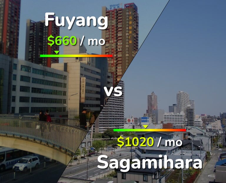 Cost of living in Fuyang vs Sagamihara infographic