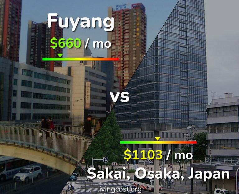 Cost of living in Fuyang vs Sakai infographic