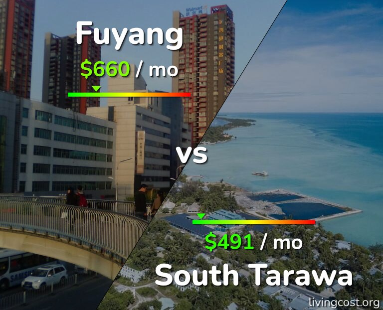 Cost of living in Fuyang vs South Tarawa infographic