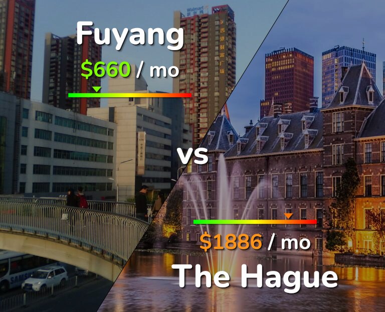 Cost of living in Fuyang vs The Hague infographic
