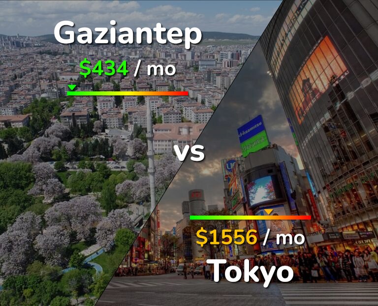 Cost of living in Gaziantep vs Tokyo infographic