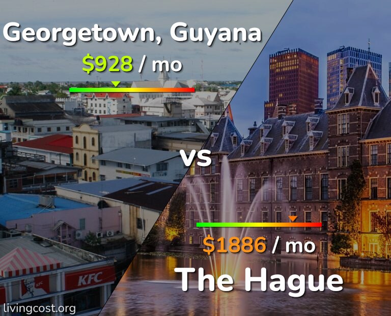 Cost of living in Georgetown vs The Hague infographic