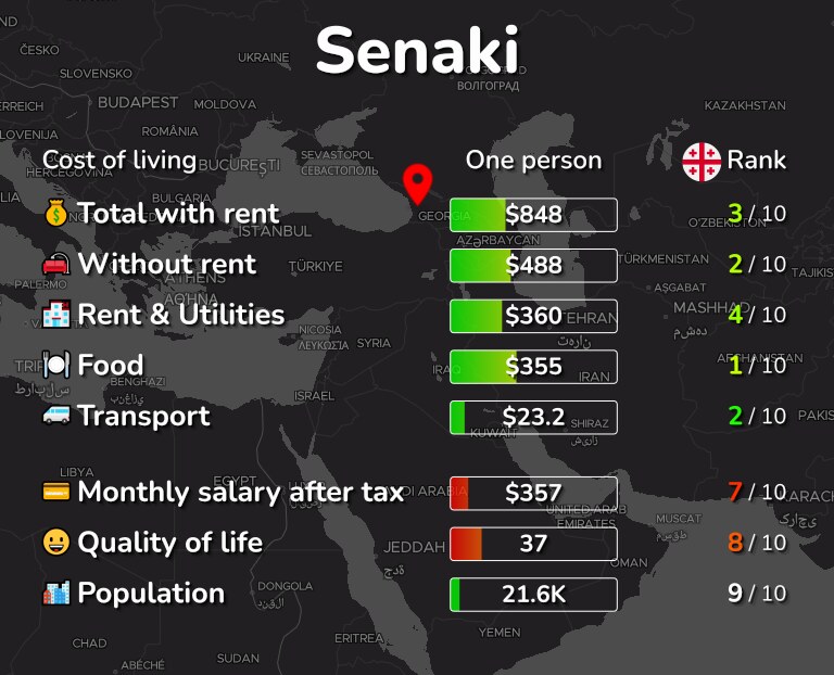 Cost of living in Senaki infographic