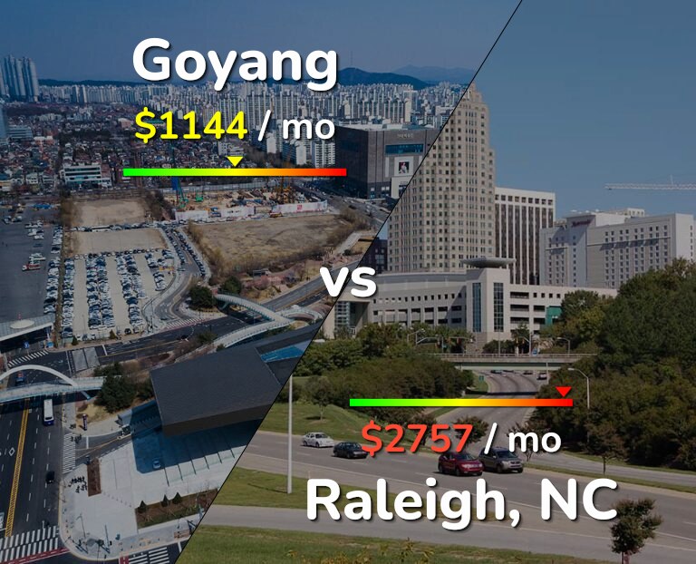 Cost of living in Goyang vs Raleigh infographic