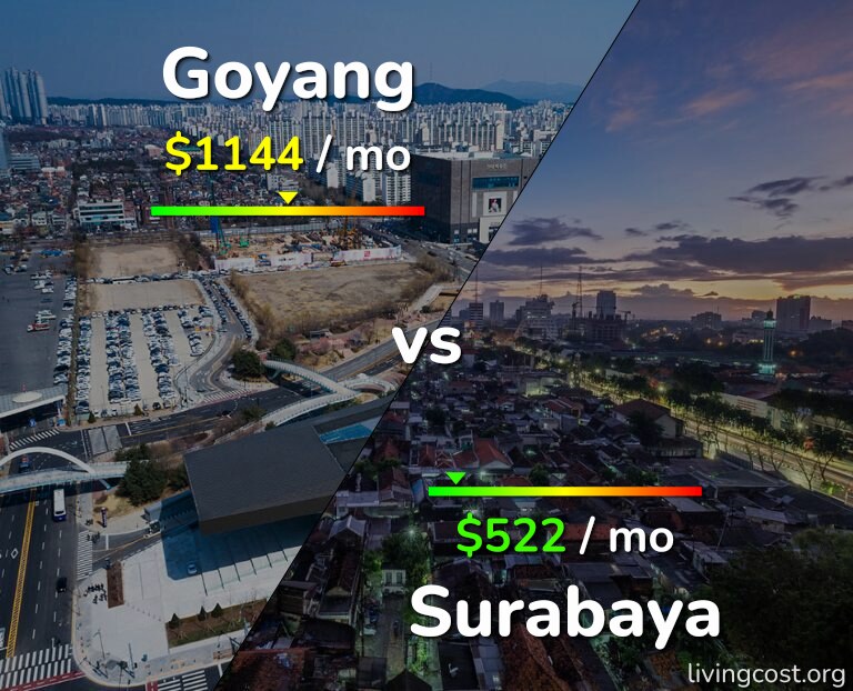 Cost of living in Goyang vs Surabaya infographic