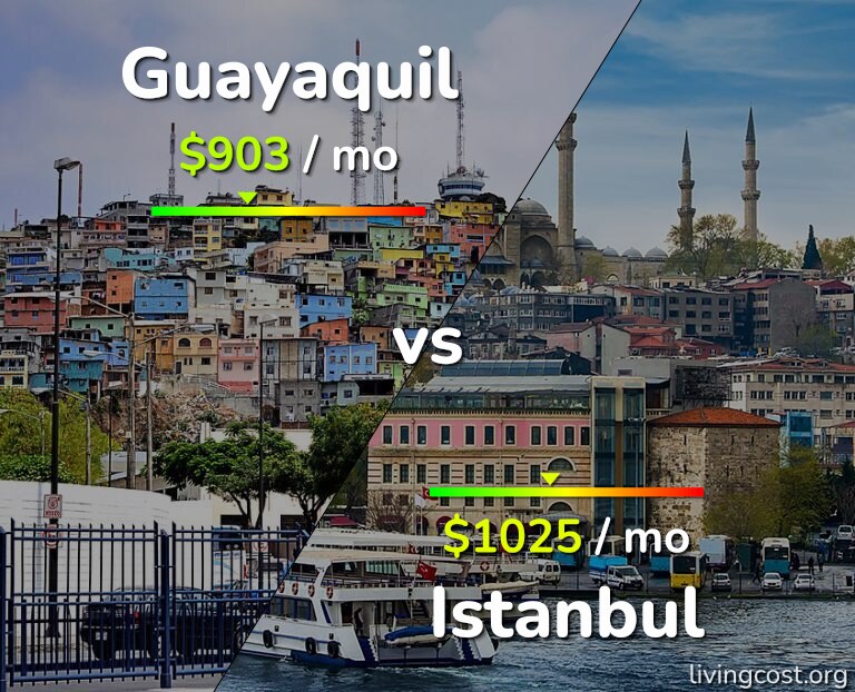Cost of living in Guayaquil vs Istanbul infographic