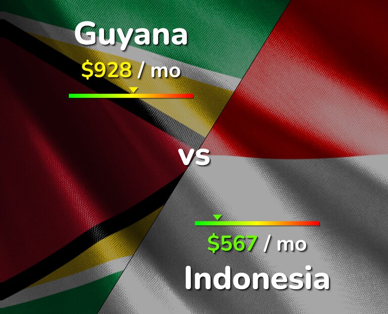Cost of living in Guyana vs Indonesia infographic