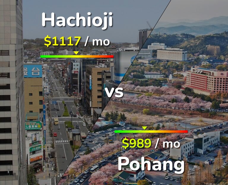 Cost of living in Hachioji vs Pohang infographic