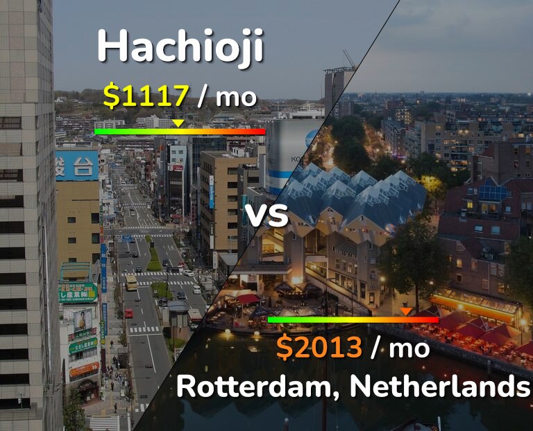 Cost of living in Hachioji vs Rotterdam infographic