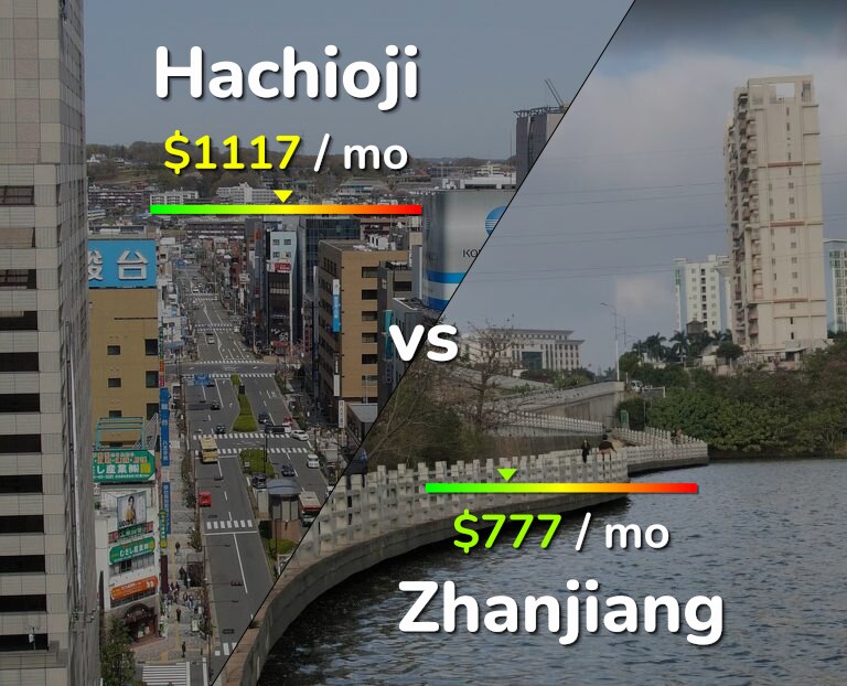 Cost of living in Hachioji vs Zhanjiang infographic
