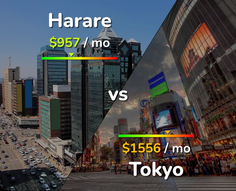Cost of living in Harare vs Tokyo infographic