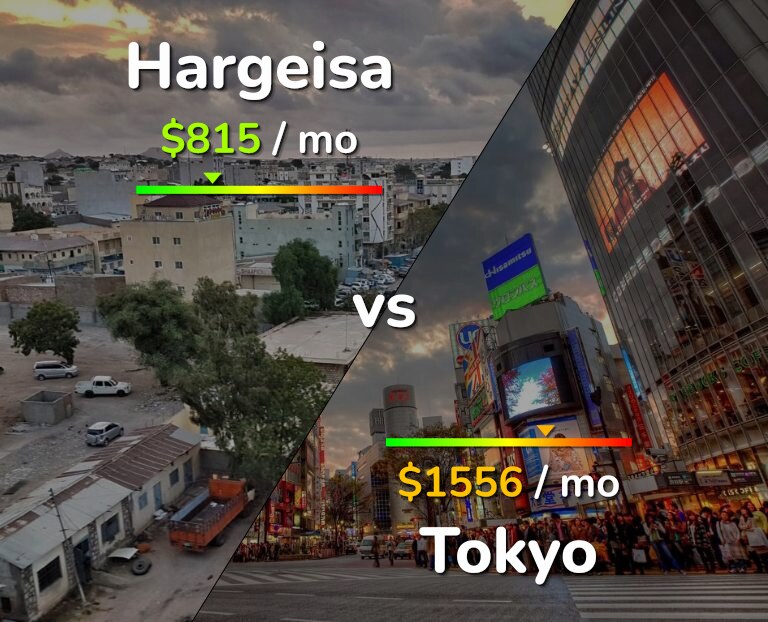 Cost of living in Hargeisa vs Tokyo infographic