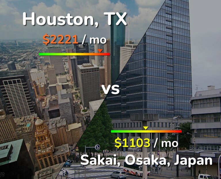 Cost of living in Houston vs Sakai infographic