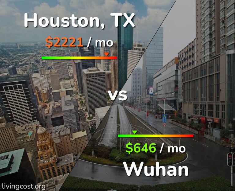 Cost of living in Houston vs Wuhan infographic