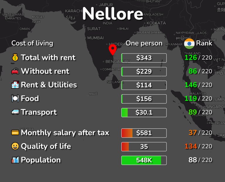 Cost of living in Nellore infographic