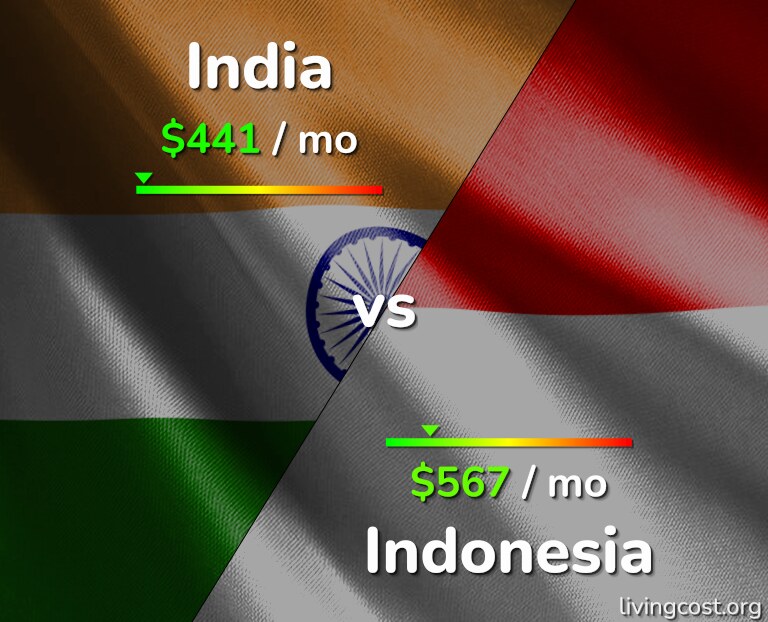 Cost of living in India vs Indonesia infographic