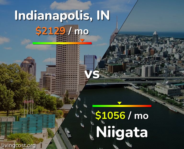 Cost of living in Indianapolis vs Niigata infographic