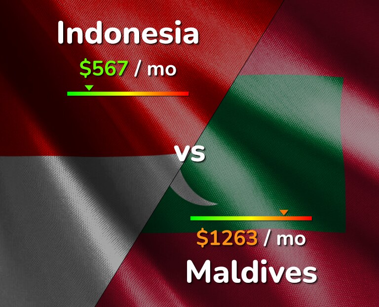 Cost of living in Indonesia vs Maldives infographic