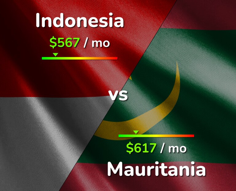 Cost of living in Indonesia vs Mauritania infographic