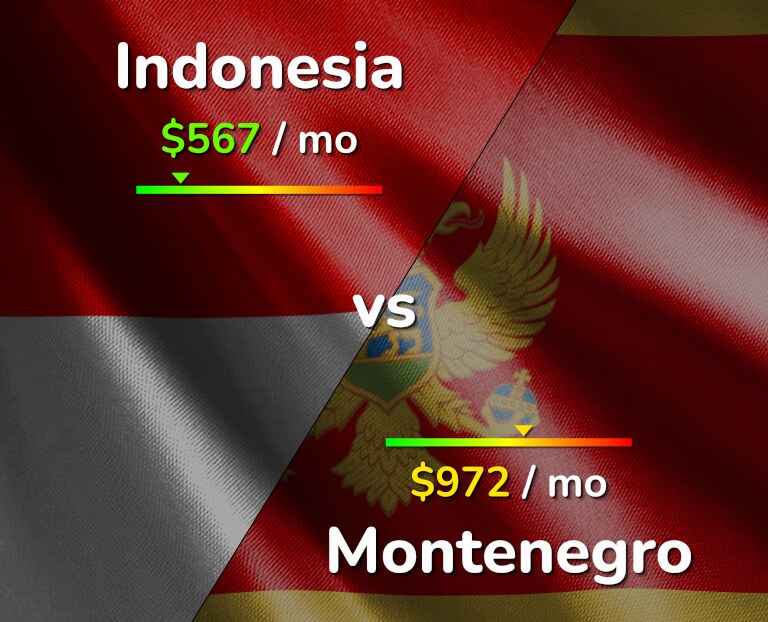 Cost of living in Indonesia vs Montenegro infographic