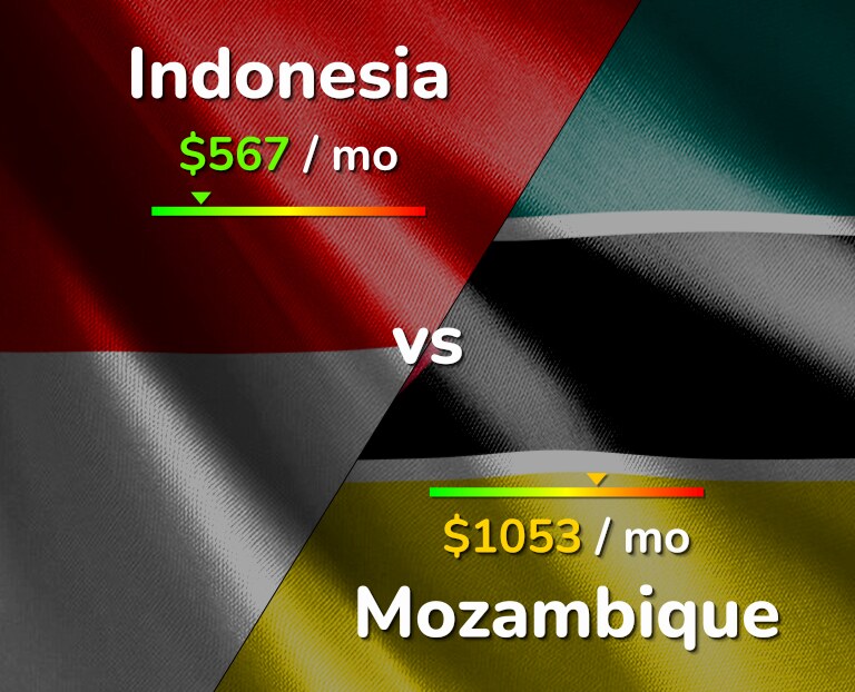 Cost of living in Indonesia vs Mozambique infographic