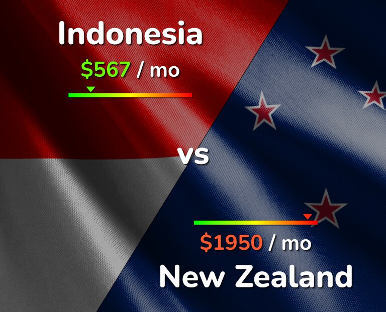 Cost of living in Indonesia vs New Zealand infographic