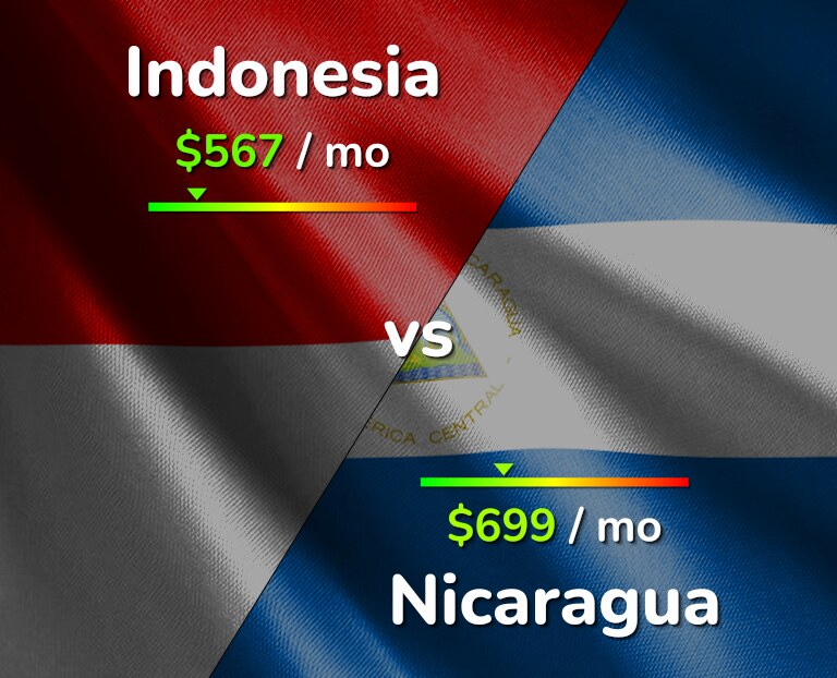 Cost of living in Indonesia vs Nicaragua infographic