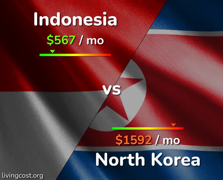 Cost of living in Indonesia vs North Korea infographic