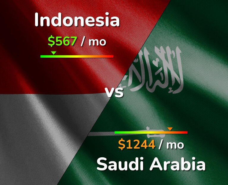 Cost of living in Indonesia vs Saudi Arabia infographic
