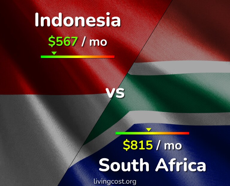 Cost of living in Indonesia vs South Africa infographic