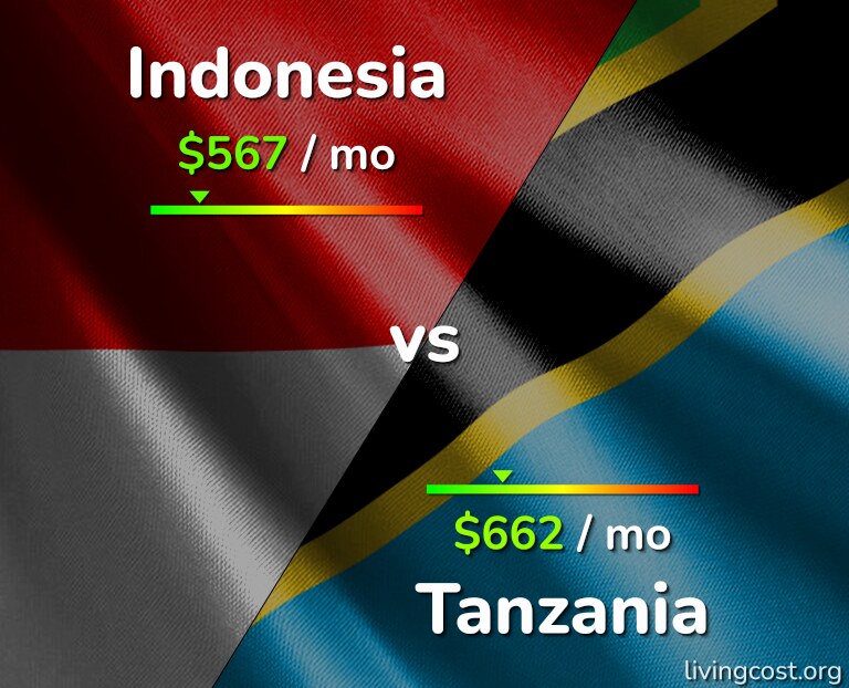 Cost of living in Indonesia vs Tanzania infographic