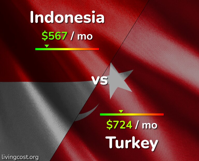 Cost of living in Indonesia vs Turkey infographic