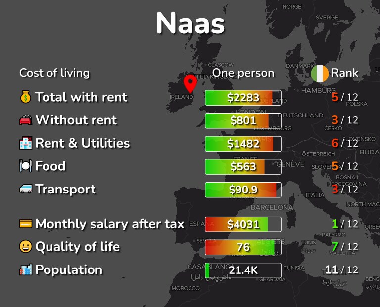 Cost of living in Naas infographic