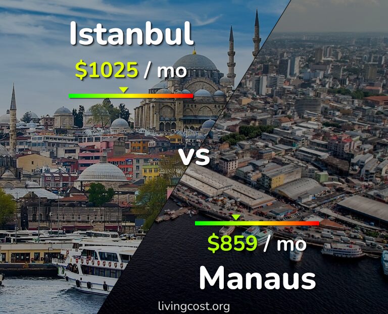 Cost of living in Istanbul vs Manaus infographic