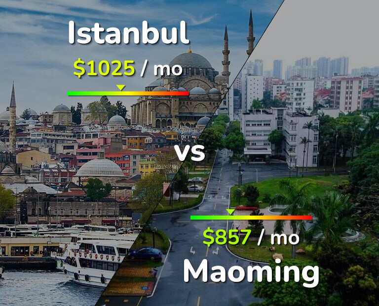 Cost of living in Istanbul vs Maoming infographic