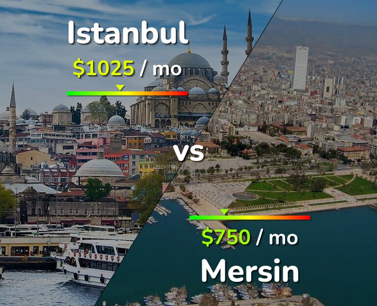 Cost of living in Istanbul vs Mersin infographic