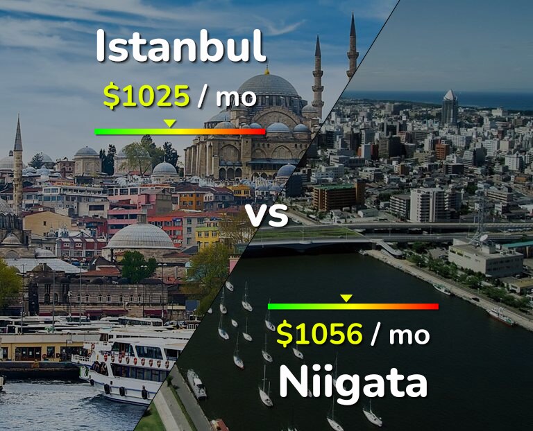 Cost of living in Istanbul vs Niigata infographic