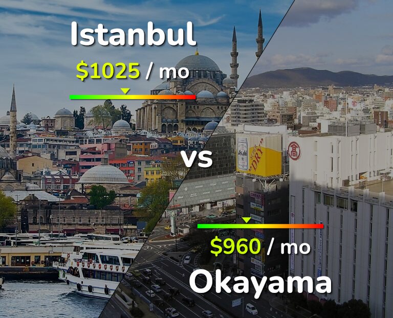 Cost of living in Istanbul vs Okayama infographic