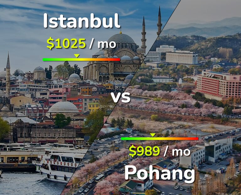 Cost of living in Istanbul vs Pohang infographic