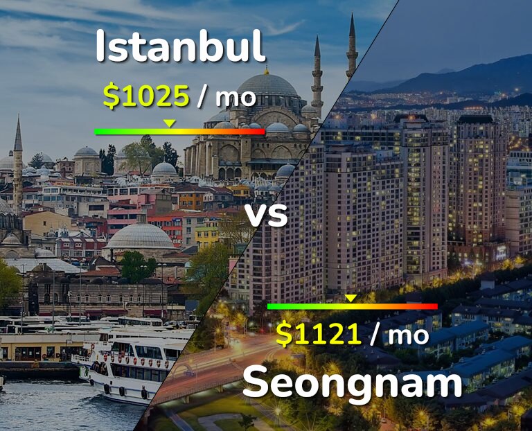 Cost of living in Istanbul vs Seongnam infographic