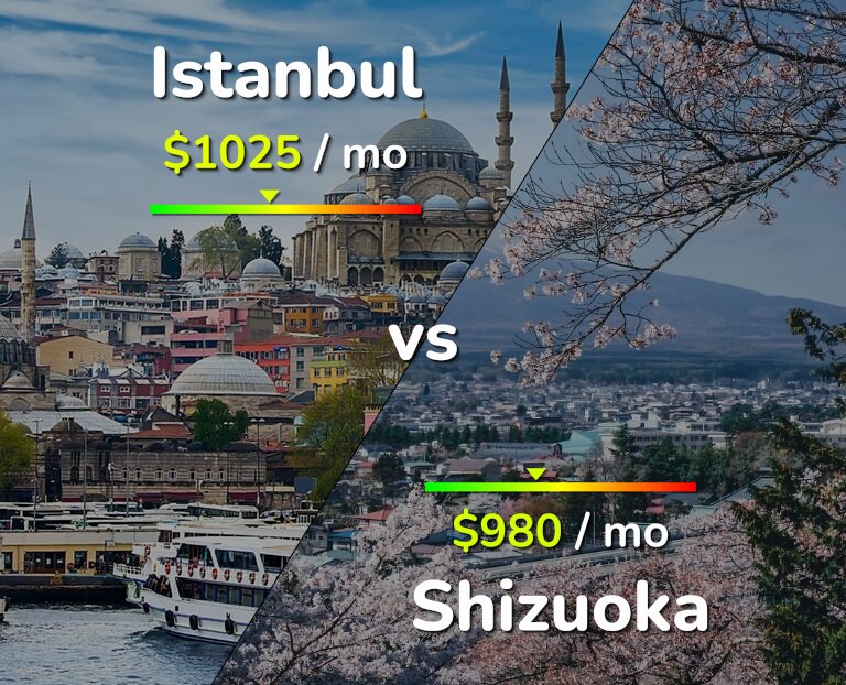 Cost of living in Istanbul vs Shizuoka infographic
