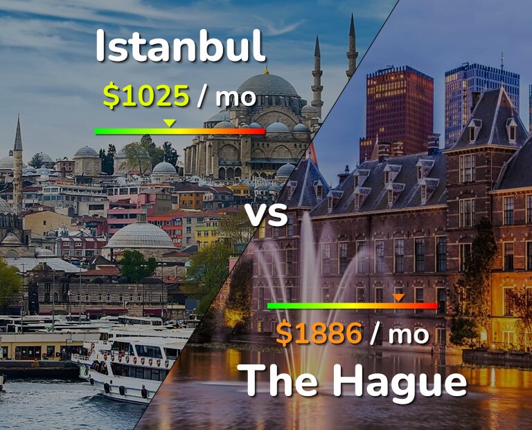 Cost of living in Istanbul vs The Hague infographic