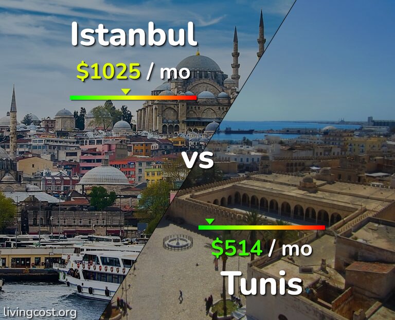 Cost of living in Istanbul vs Tunis infographic
