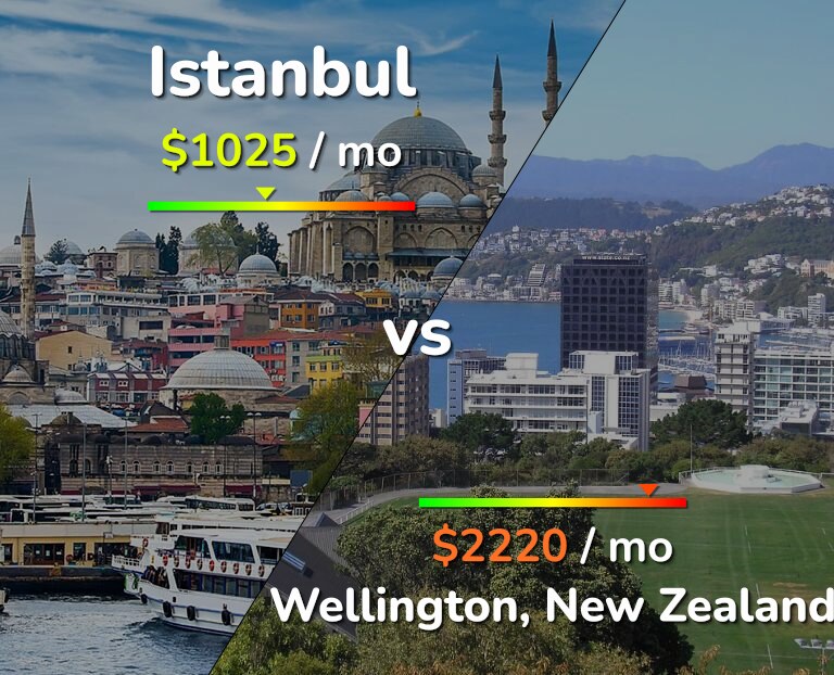 Cost of living in Istanbul vs Wellington infographic