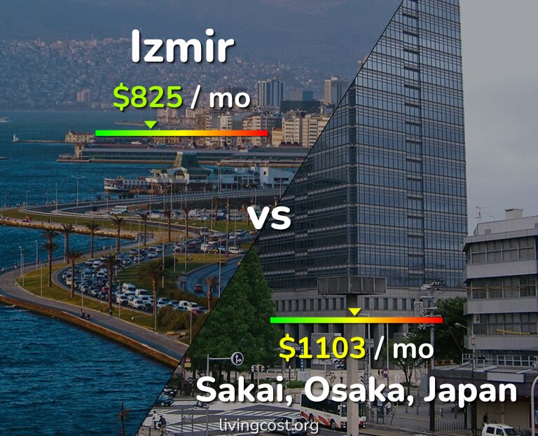 Cost of living in Izmir vs Sakai infographic