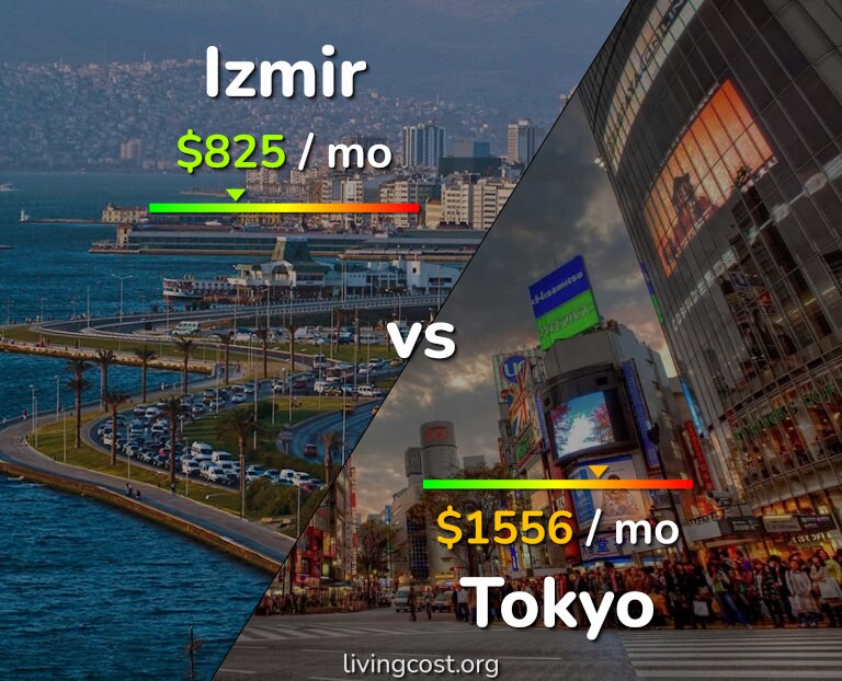 Cost of living in Izmir vs Tokyo infographic