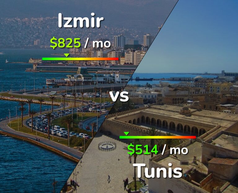 Cost of living in Izmir vs Tunis infographic