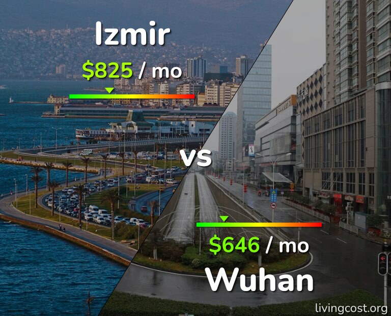 Cost of living in Izmir vs Wuhan infographic