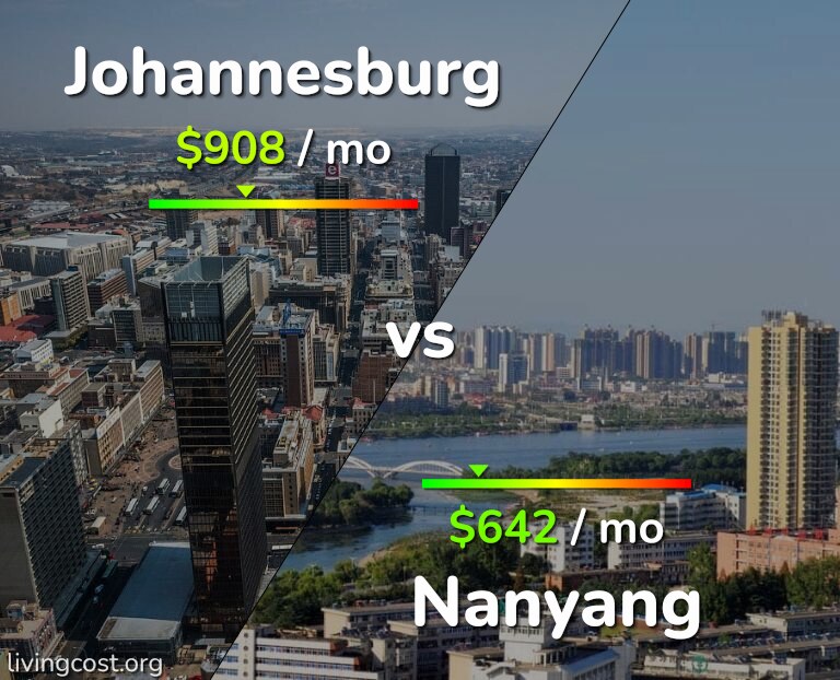 Cost of living in Johannesburg vs Nanyang infographic