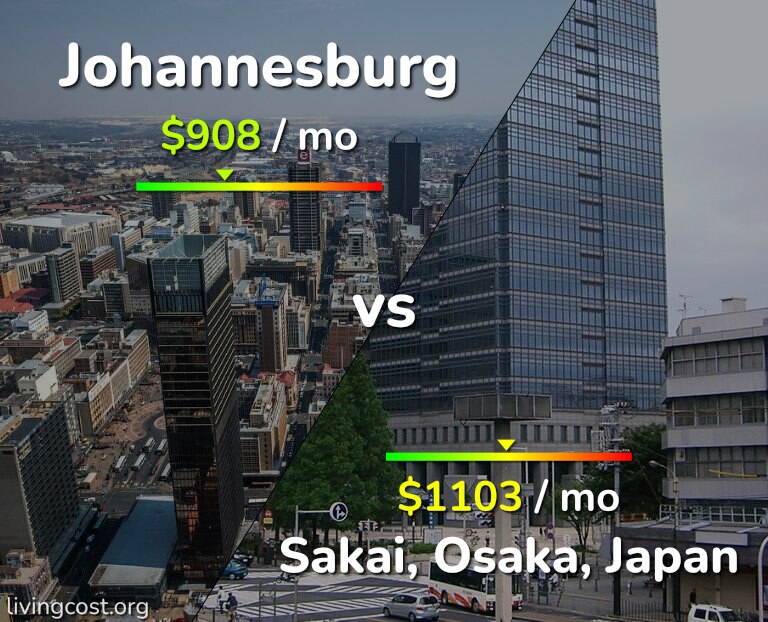 Cost of living in Johannesburg vs Sakai infographic